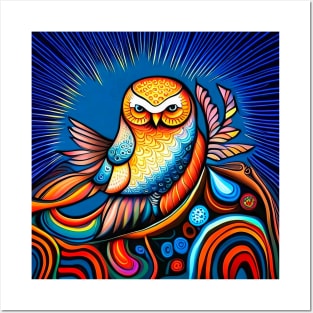 Marvin the Colorful Psychedelic Owl Posters and Art